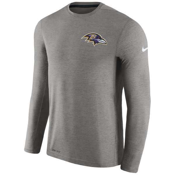 Men's Baltimore Ravens Nike Charcoal Coaches Long Sleeve Performance T-Shirt,We sell and wholesale Men's Baltimore Ravens Nike Charcoal Coaches Long Sleeve Performance T-Shirt on line form chian!